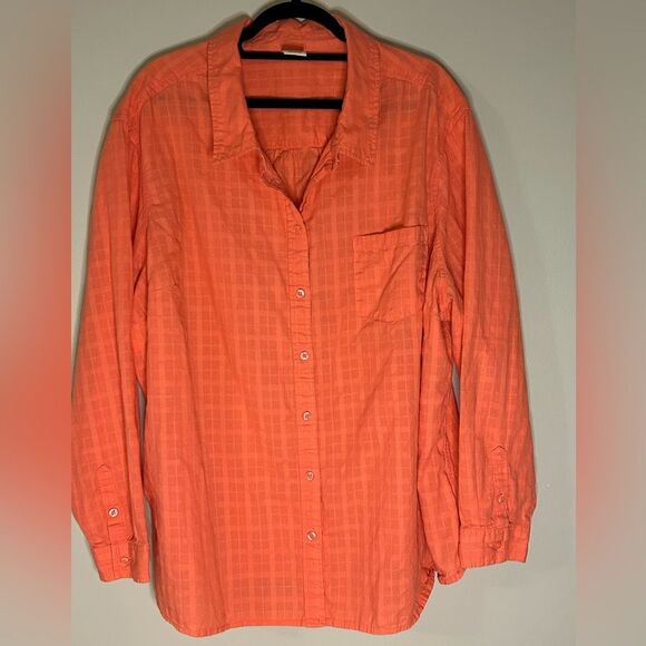 Faded Glory 100% cotton women’s button down shirt orange size 4X - Picture 1 of 8